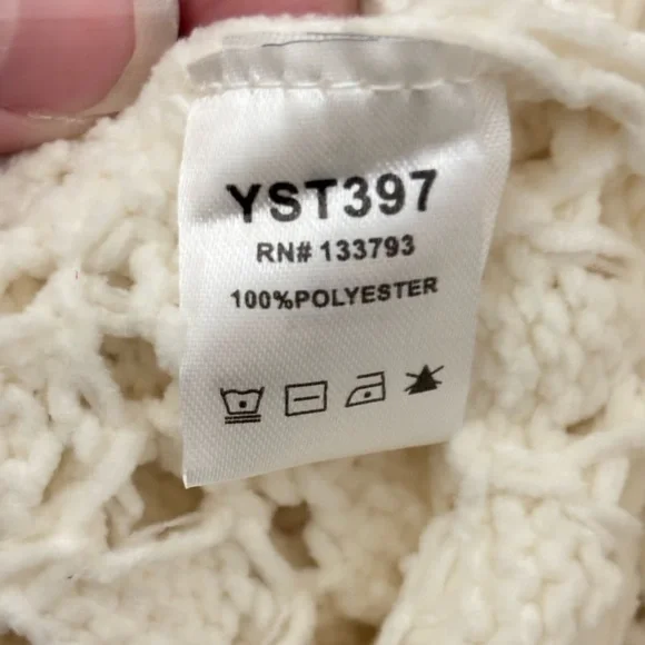 POL Cream Chenille Crochet Zip Up Hoodie - Picture 7 of 8